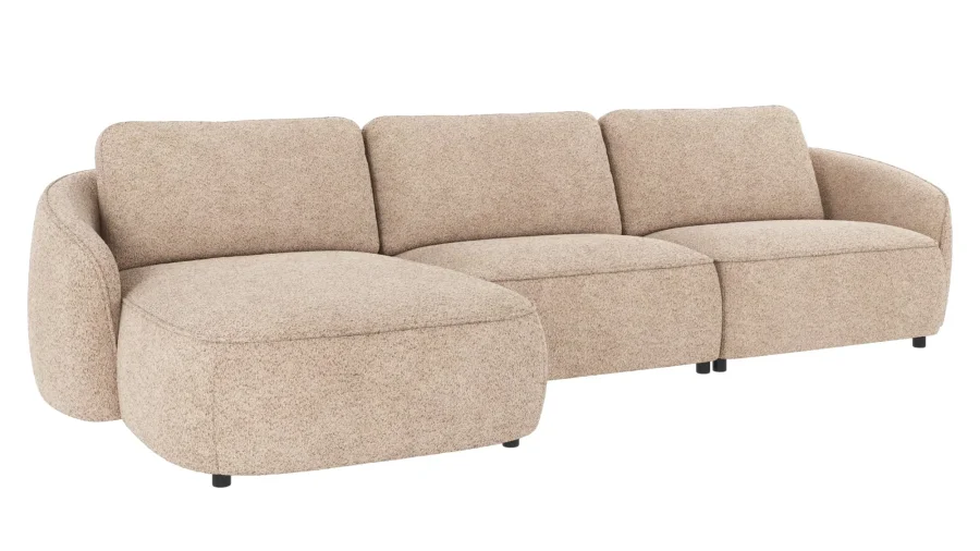 ROWICO Norris soffa 4-sits sch�slong L ljusbeige tyg Anna #2 (c3)