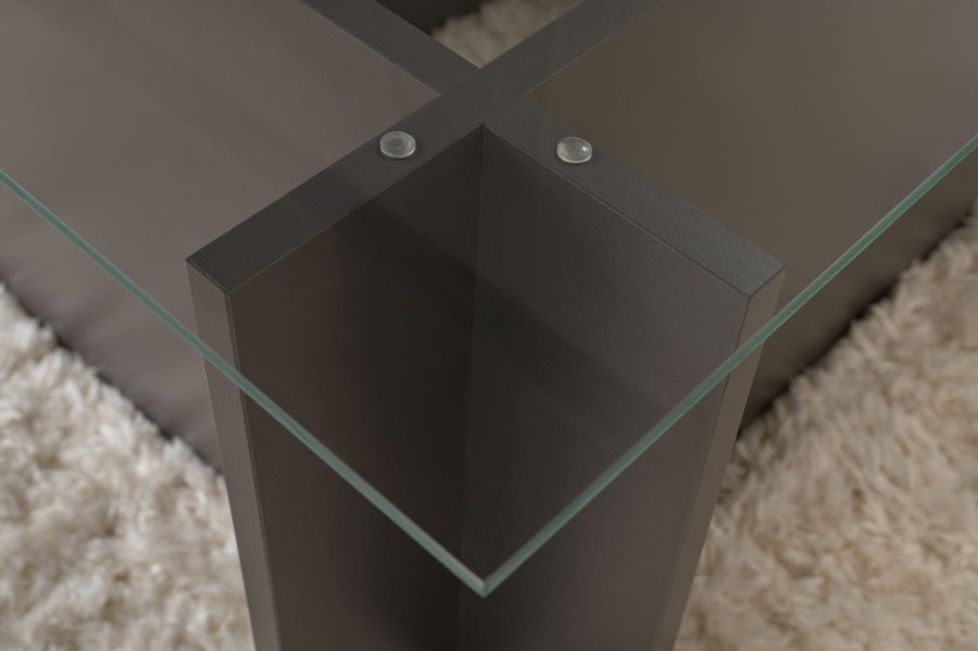 NORDVRK Vetrino salongbord, rektangulrt - glass og antrasittgr melamin (105x65)