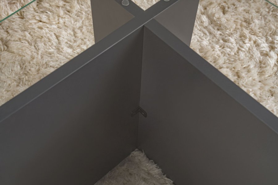 NORDVRK Vetrino salongbord, rektangulrt - glass og antrasittgr melamin (105x65)