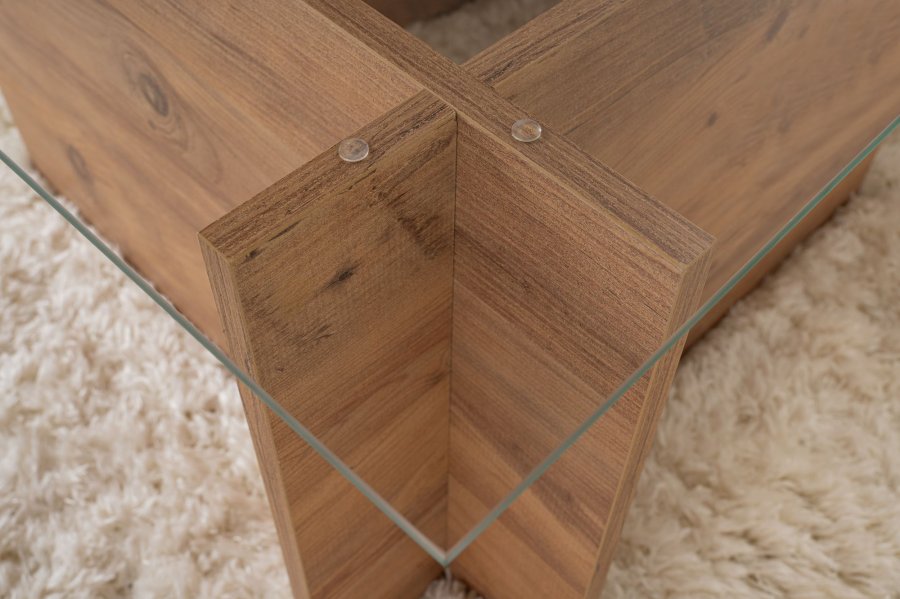 NORDVRK Vetrino salongbord, rektangulrt - glass og melamin i atlantisk furu (105x65)