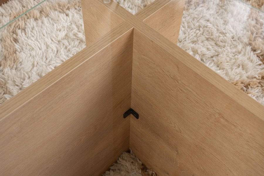 NORDVÄRK Vetrino salongbord, rektangulrt - glass og honning eik melamin (105x65)