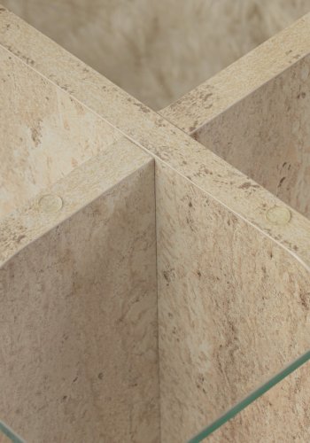 NORDVRK Flavio salongbord, rektangulrt - glass og melamin med travertinlook (105x65)