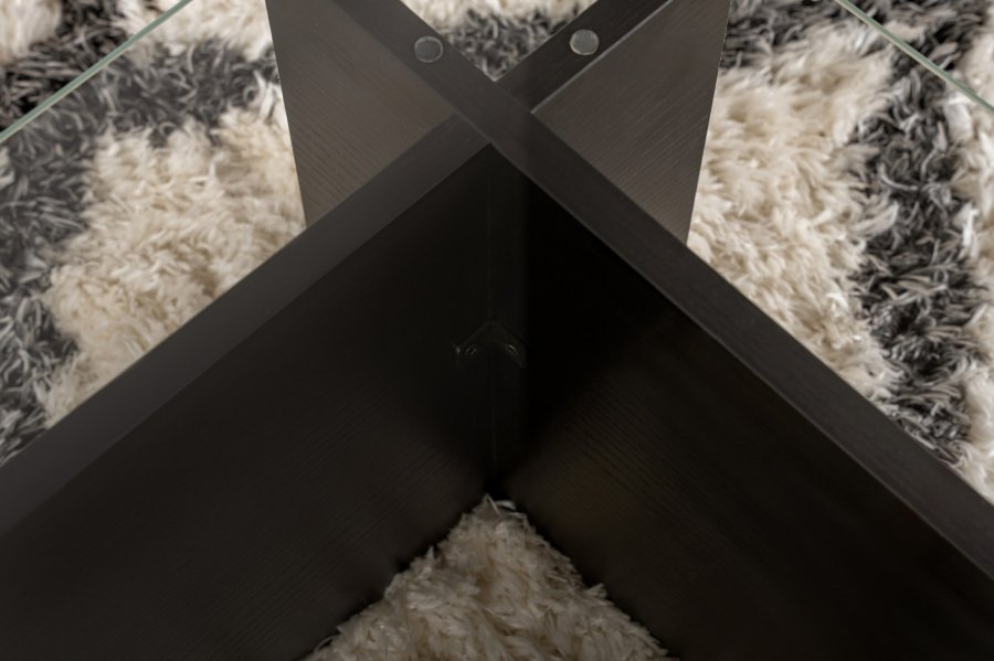 NORDVRK Flavio salongbord, rektangulrt - glass og svart tre melamin (105x65)