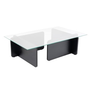 NORDVÄRK Flavio sofabord, rektangulr - glas og sort tr melamin (105x65)