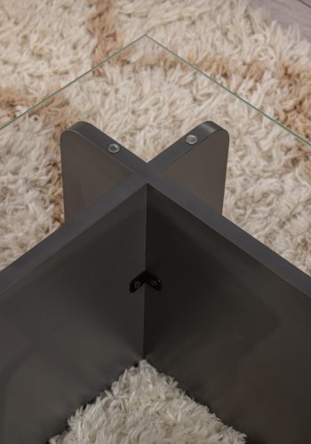 NORDVRK Flavio salongbord, rektangulrt - glass og antrasittgr melamin (105x65)