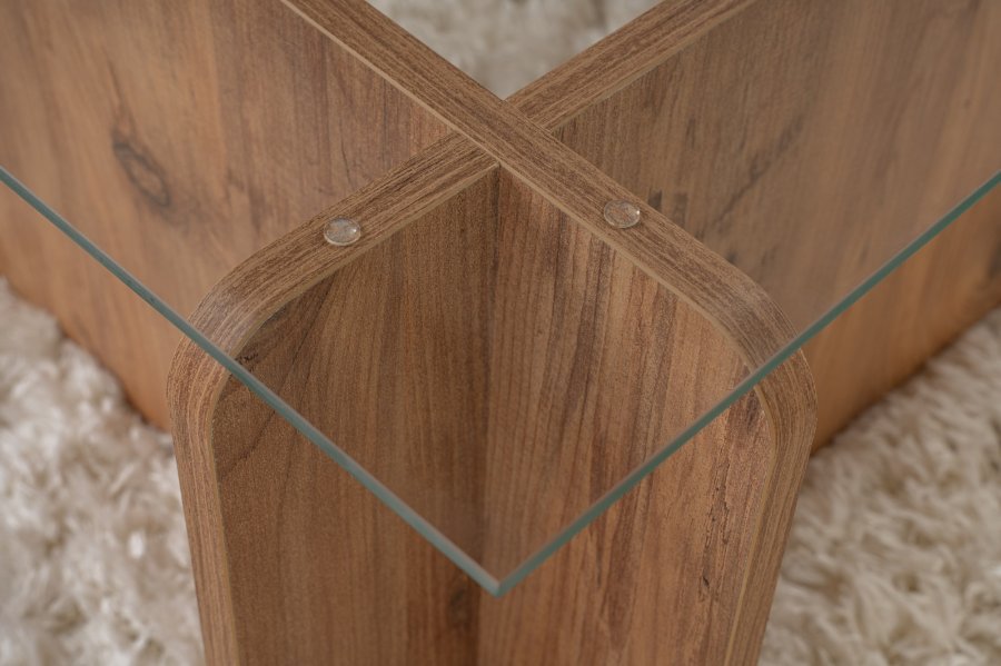 NORDVRK Flavio salongbord, rektangulrt - glass og melamin i atlantisk furu (105x65)