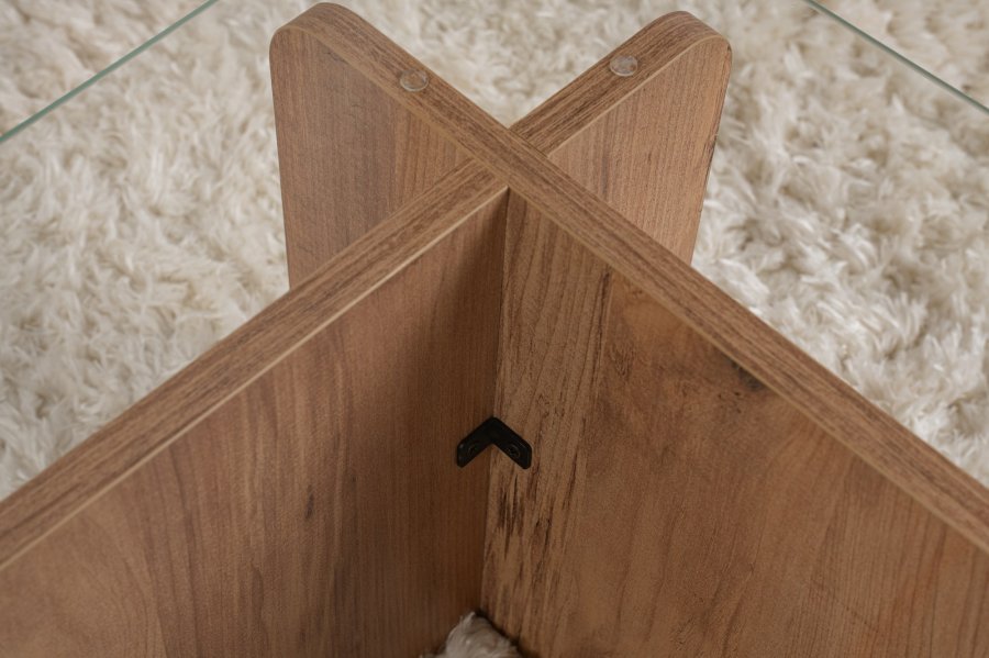 NORDVRK Flavio salongbord, rektangulrt - glass og melamin i atlantisk furu (105x65)