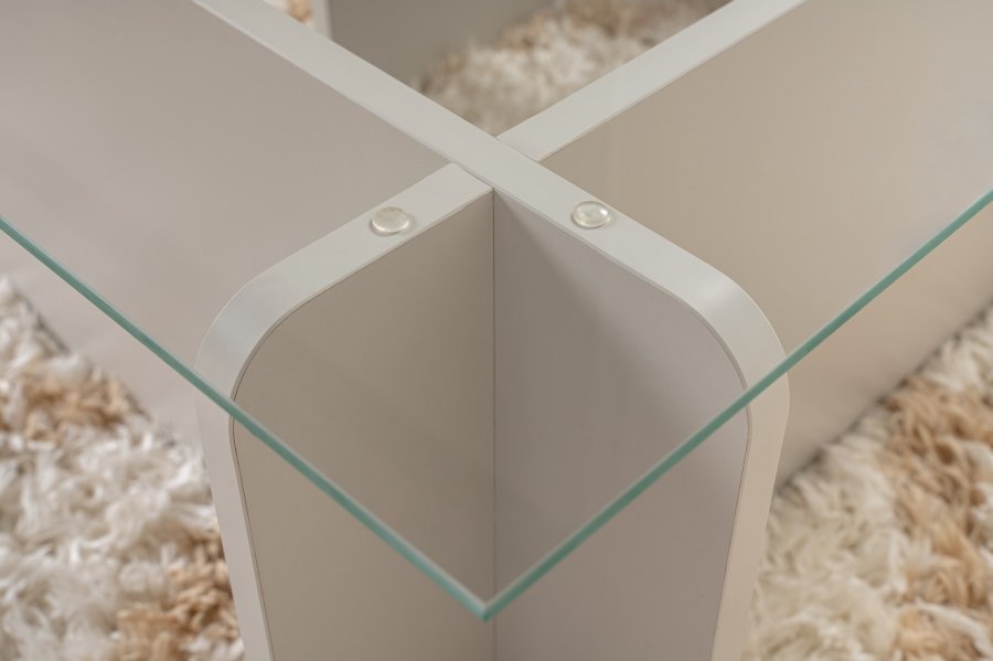 NORDVRK Flavio salongbord, rektangulrt - glass og gr melamin (105x65)