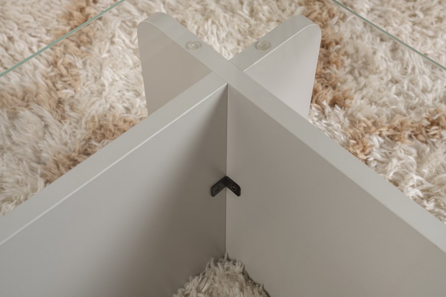 NORDVRK Flavio salongbord, rektangulrt - glass og gr melamin (105x65)