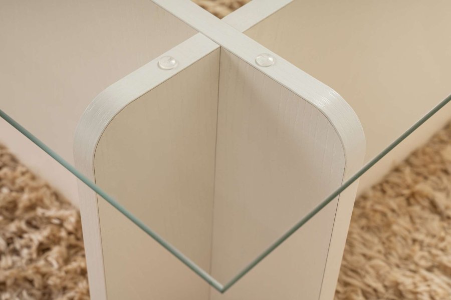 NORDVRK Flavio salongbord, rektangulrt - glass og hvitt tre melamin (105x65)