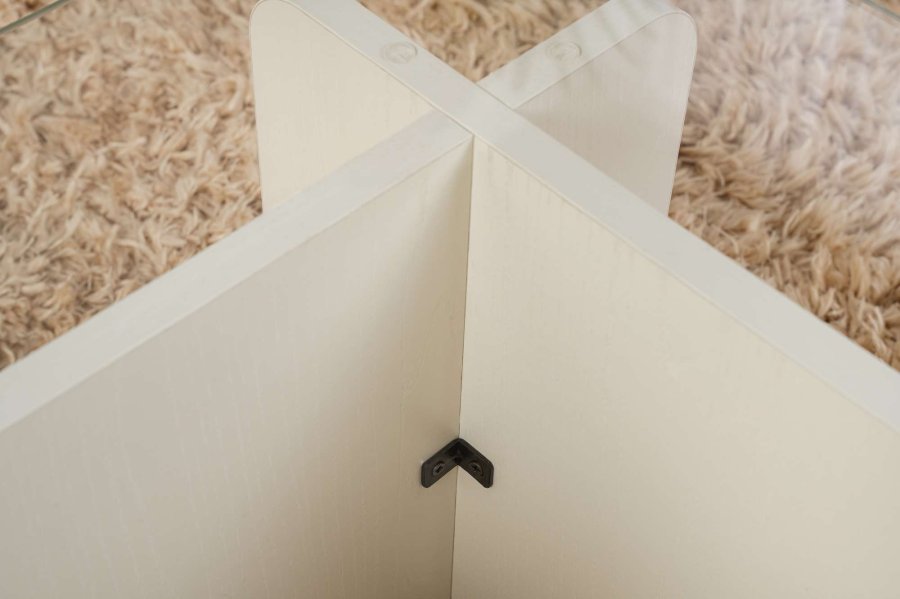 NORDVRK Flavio salongbord, rektangulrt - glass og hvitt tre melamin (105x65)