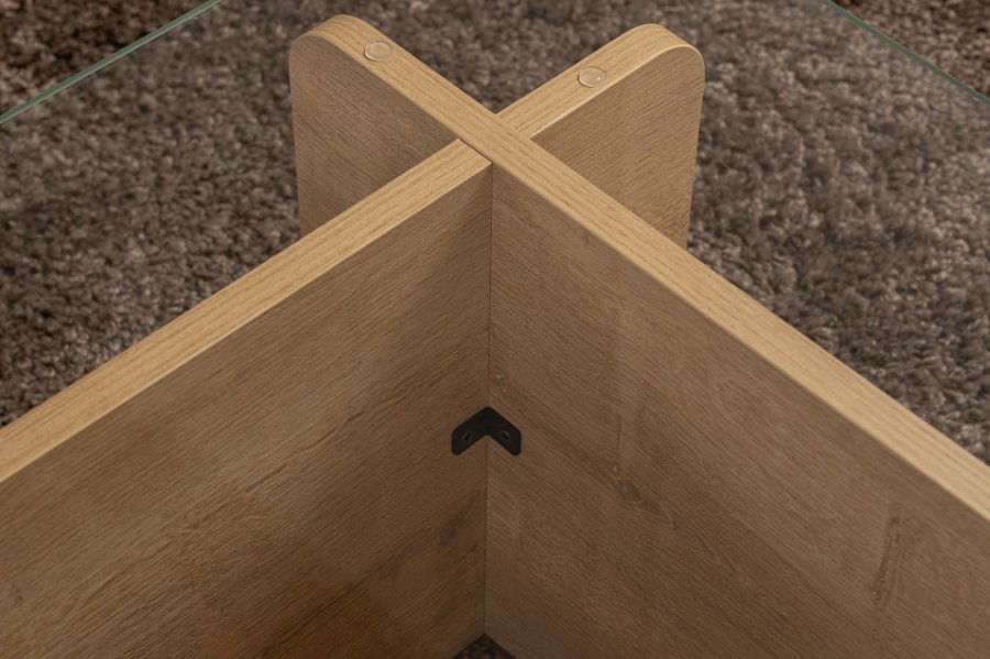 NORDVRK Flavio salongbord, rektangulrt - glass og honning eik melamin (105x65)