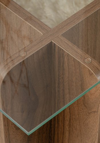 NORDVRK Flavio salongbord, rektangulrt - glass og valntt melamin (105x65)