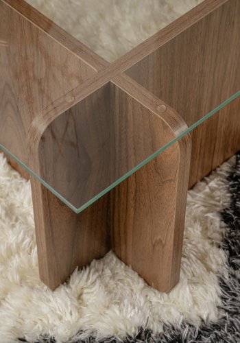 NORDVRK Flavio salongbord, rektangulrt - glass og valntt melamin (105x65)