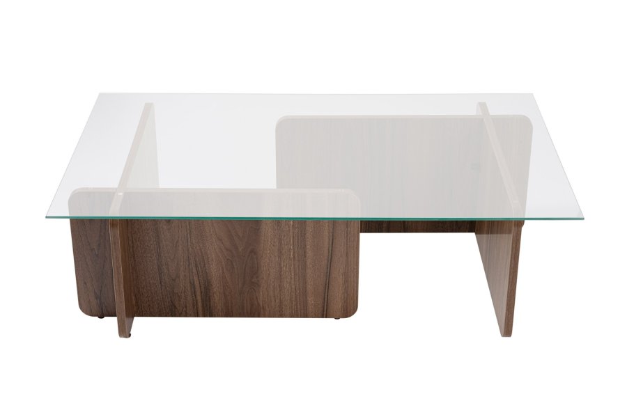 NORDVRK Flavio salongbord, rektangulrt - glass og valntt melamin (105x65)