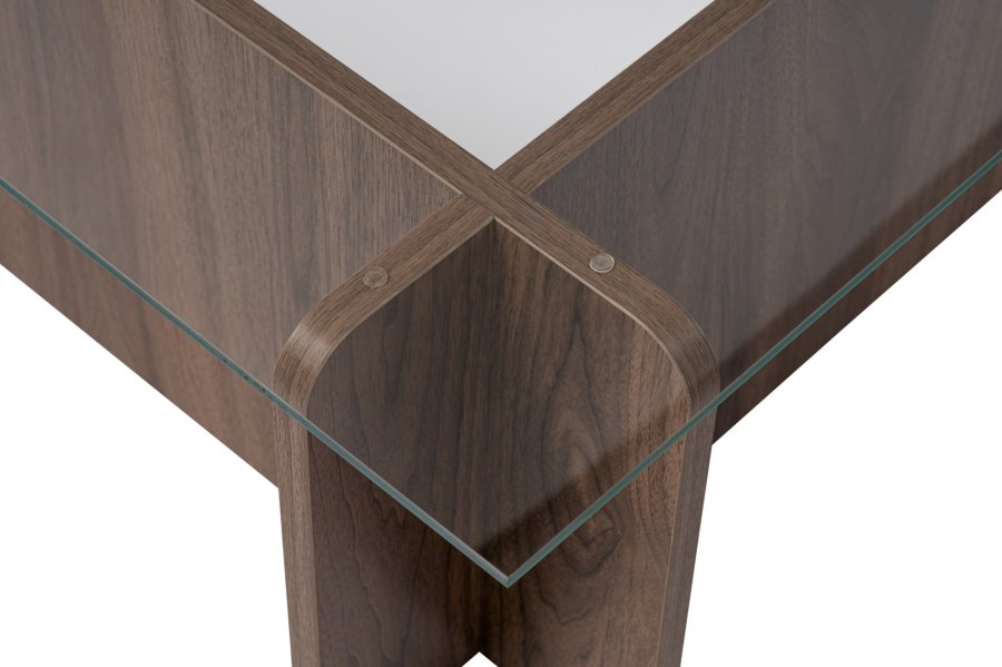 NORDVRK Flavio salongbord, rektangulrt - glass og valntt melamin (105x65)