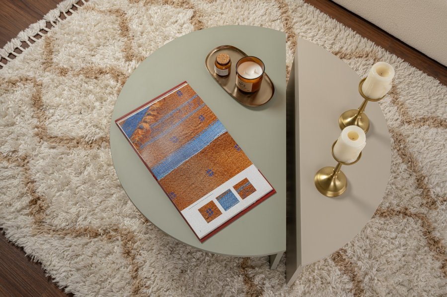 NORDVRK Orion salongbord - askegrnn og sandsteinsmelamin (sett med 2)