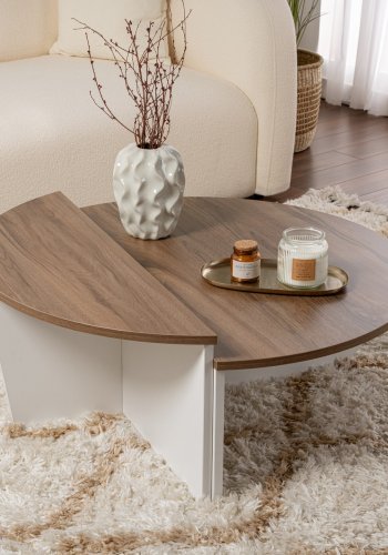 NORDVRK Orion salongbord - valntt og hvit melamin (sett med 2)