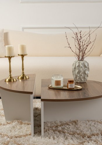 NORDVRK Orion salongbord - valntt og hvit melamin (sett med 2)