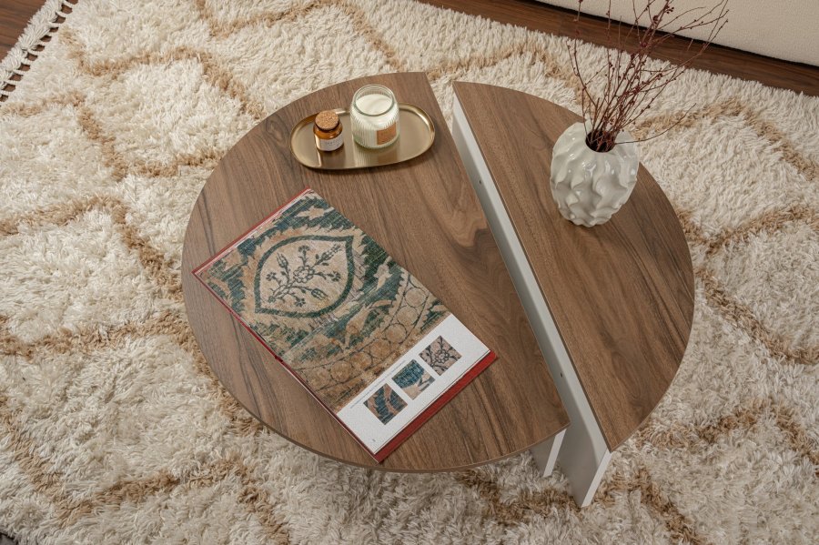 NORDVRK Orion salongbord - valntt og hvit melamin (sett med 2)