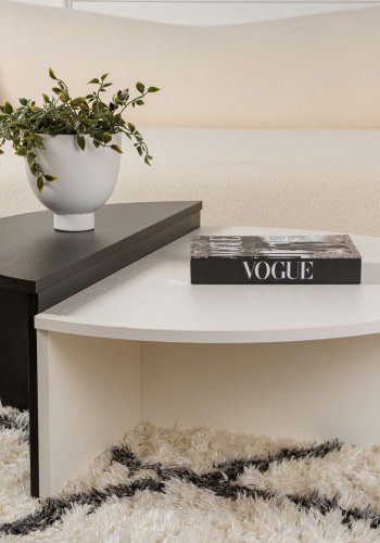 NORDVRK Orion salongbord - hvitt tre og svart tre melamin (sett med 2)