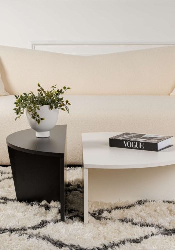 NORDVRK Orion salongbord - hvitt tre og svart tre melamin (sett med 2)