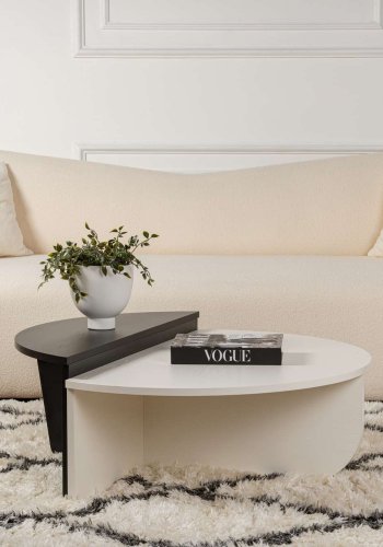 NORDVRK Orion salongbord - hvitt tre og svart tre melamin (sett med 2)