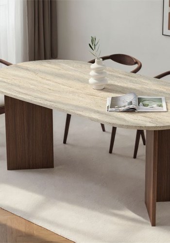 NORDV�RK Sablin � Travertin, Milano spisebord i valn�tt