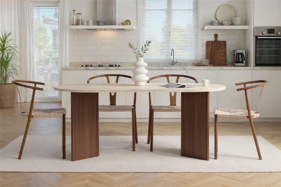 NORDV&Auml;RK Sablin  Travertin, Milano spisebord i valn�tt