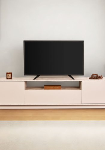 NORDVÄRK Veramont TV-bord, m. 3 lger, 1 hylde - mink travertin melamin (180x44,5)