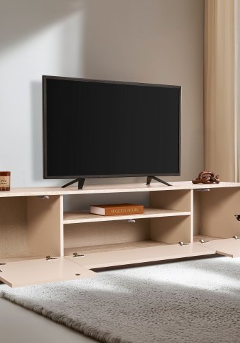 NORDVÄRK Veramont TV-bord, m. 3 lger, 1 hylde - mink travertin melamin (180x44,5)