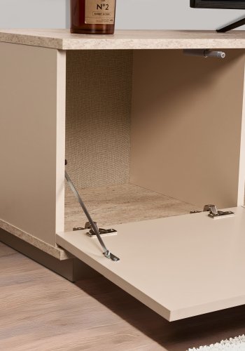 NORDVÄRK Veramont TV-bord, m. 3 lger, 1 hylde - mink travertin melamin (180x44,5)