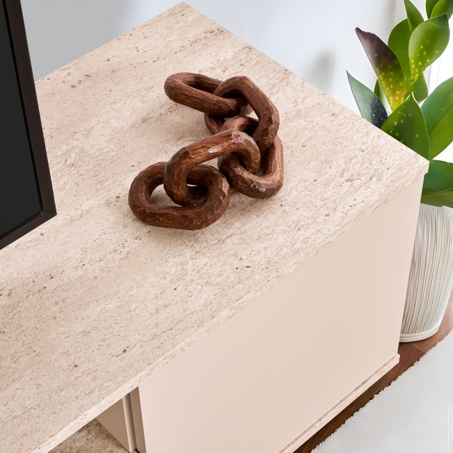 NORDVÄRK Veramont TV-bord, m. 3 lger, 1 hylde - mink travertin melamin (180x44,5)