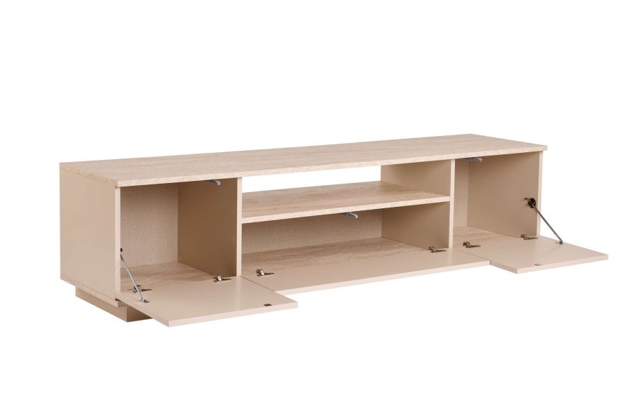 NORDVÄRK Veramont TV-bord, m. 3 lger, 1 hylde - mink travertin melamin (180x44,5)