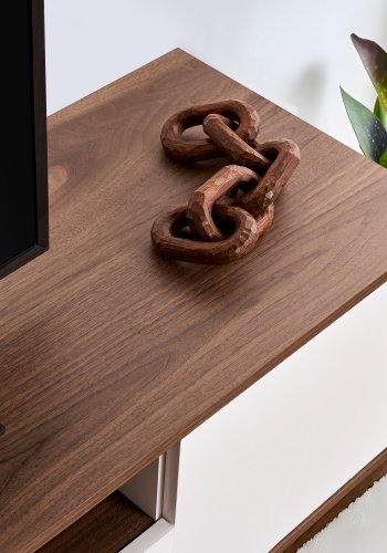 NORDVÄRK Veramont TV-bord, m. 3 lger, 1 hylde - hvid og valnd melamin (180x44,5)