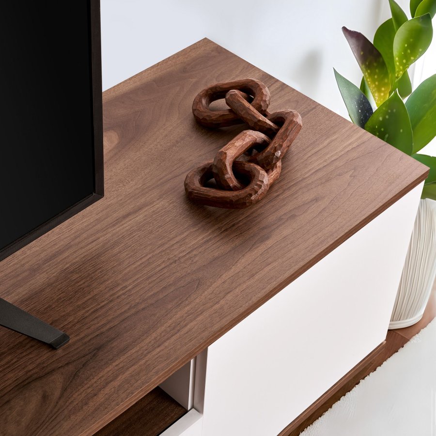 NORDVÄRK Veramont TV-bord, m. 3 lger, 1 hylde - hvid og valnd melamin (180x44,5)