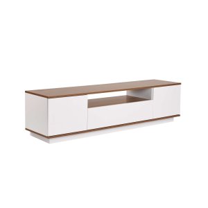 NORDVÄRK Veramont TV-bord, m. 3 lger, 1 hylde - hvid og valnd melamin (180x44,5)