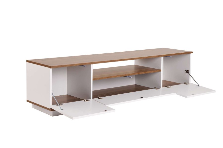 NORDVÄRK Veramont TV-bord, m. 3 lger, 1 hylde - hvid og valnd melamin (180x44,5)