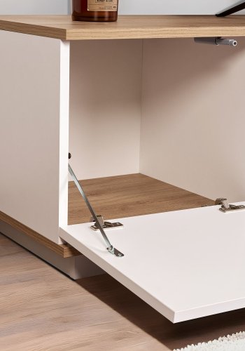 NORDVÄRK Veramont TV-bord, m. 3 lger, 1 hylde - hvid og Cadiz Oak melamin (180x44,5)