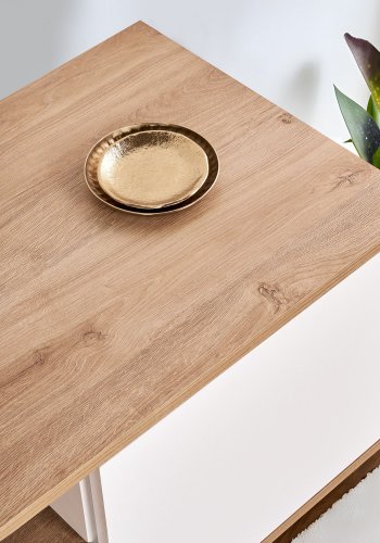 NORDVÄRK Veramont TV-bord, m. 3 lger, 1 hylde - hvid og Cadiz Oak melamin (180x44,5)