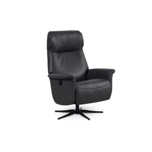 Tristan ftölj, manuell, m. lutningsfunktion, fotpall och armstöd - svart läder/PVC