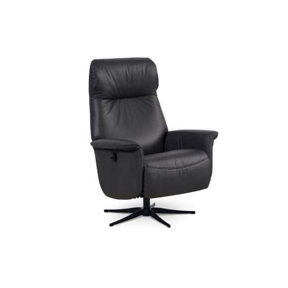 Tristan recliner stol, manuel, m. vippefunktion, fodskammel og armln - sort lder/PVC