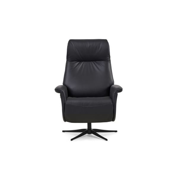 Tristan recliner stol, manuel, m. vippefunktion, fodskammel og armln - sort lder/PVC