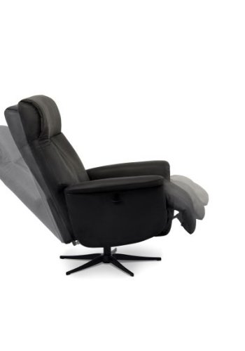 Tristan recliner stol, manuel, m. vippefunktion, fodskammel og armln - sort lder/PVC