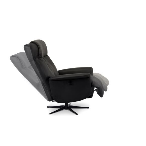Tristan recliner stol, manuel, m. vippefunktion, fodskammel og armln - sort lder/PVC