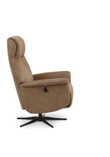 Tristan lenestol, manuell, m. vippefunksjon, fotskammel og armlener - mandel micro skinn bull