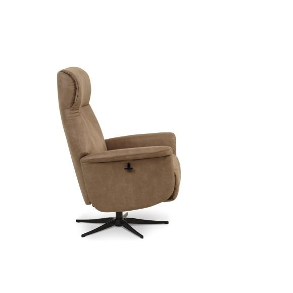 Tristan lenestol, manuell, m. vippefunksjon, fotskammel og armlener - mandel micro skinn bull