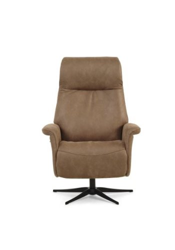 Tristan lenestol, manuell, m. vippefunksjon, fotskammel og armlener - mandel micro skinn bull