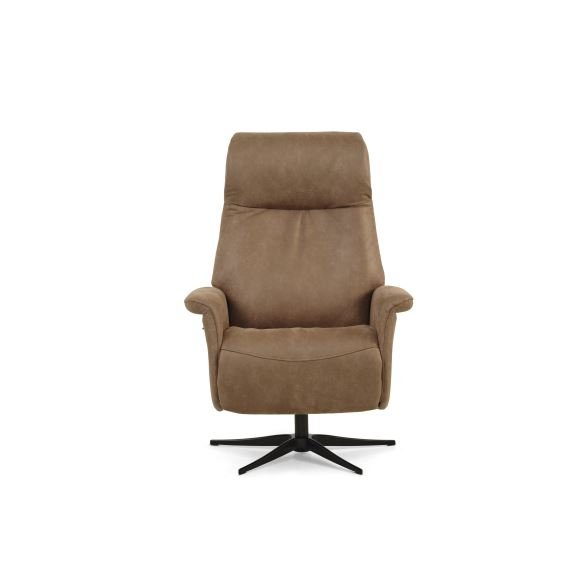 Tristan lenestol, manuell, m. vippefunksjon, fotskammel og armlener - mandel micro skinn bull