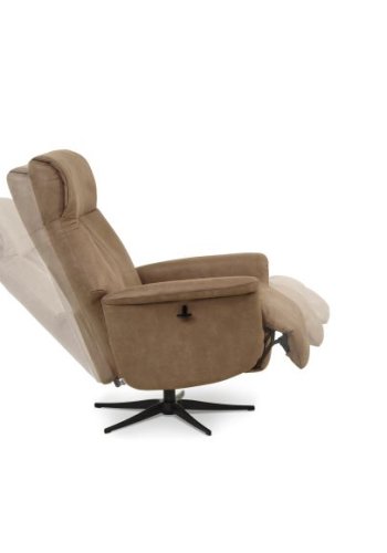 Tristan lenestol, manuell, m. vippefunksjon, fotskammel og armlener - mandel micro skinn bull